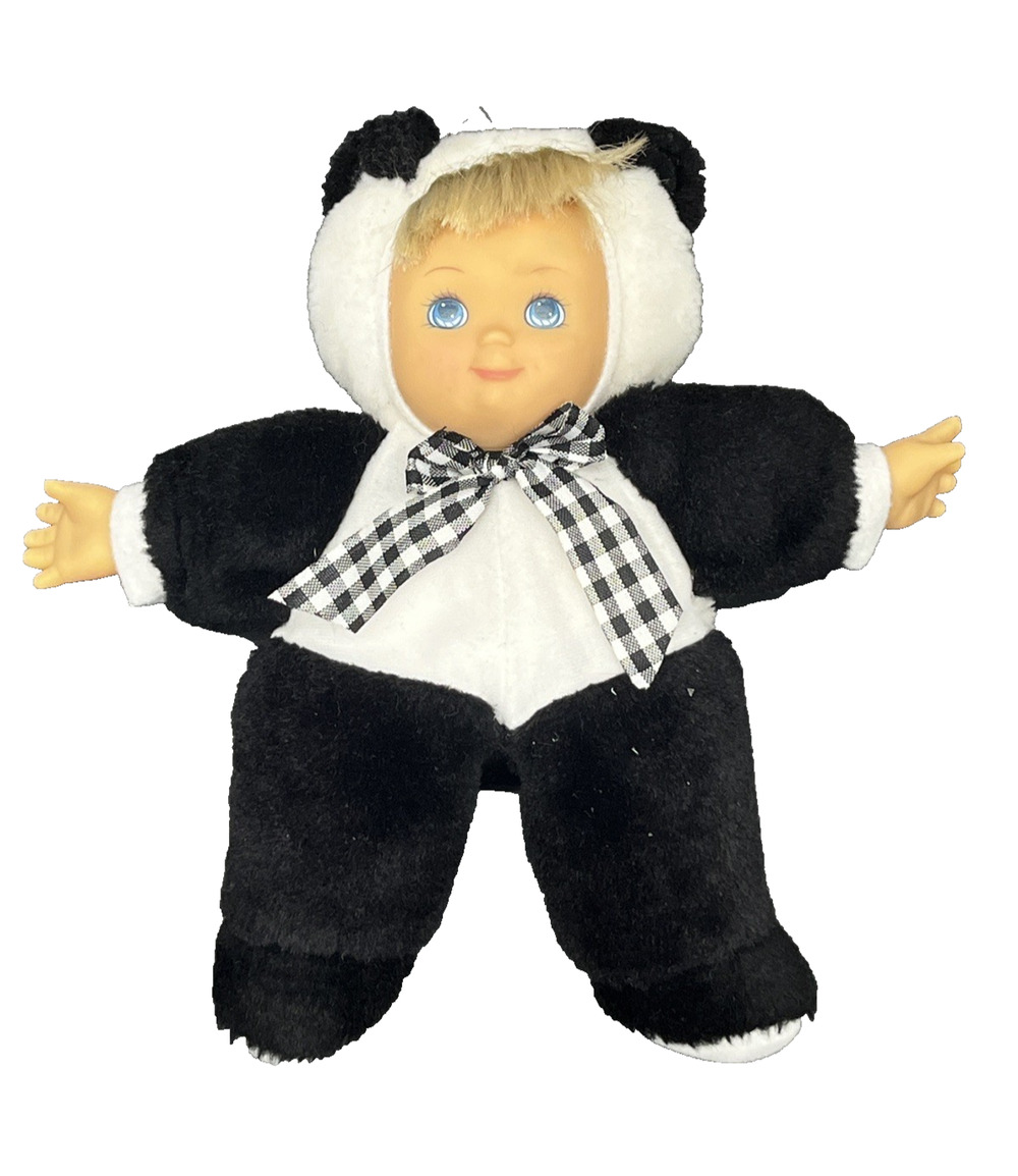 Vintage Cititoy Cute Little Babies Panda Plush Doll Blonde Hair Bean Bag 8.5"